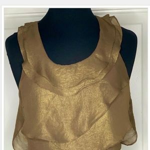 Ark & Co Brown & Gold Ruffle Tiered Shimmer top